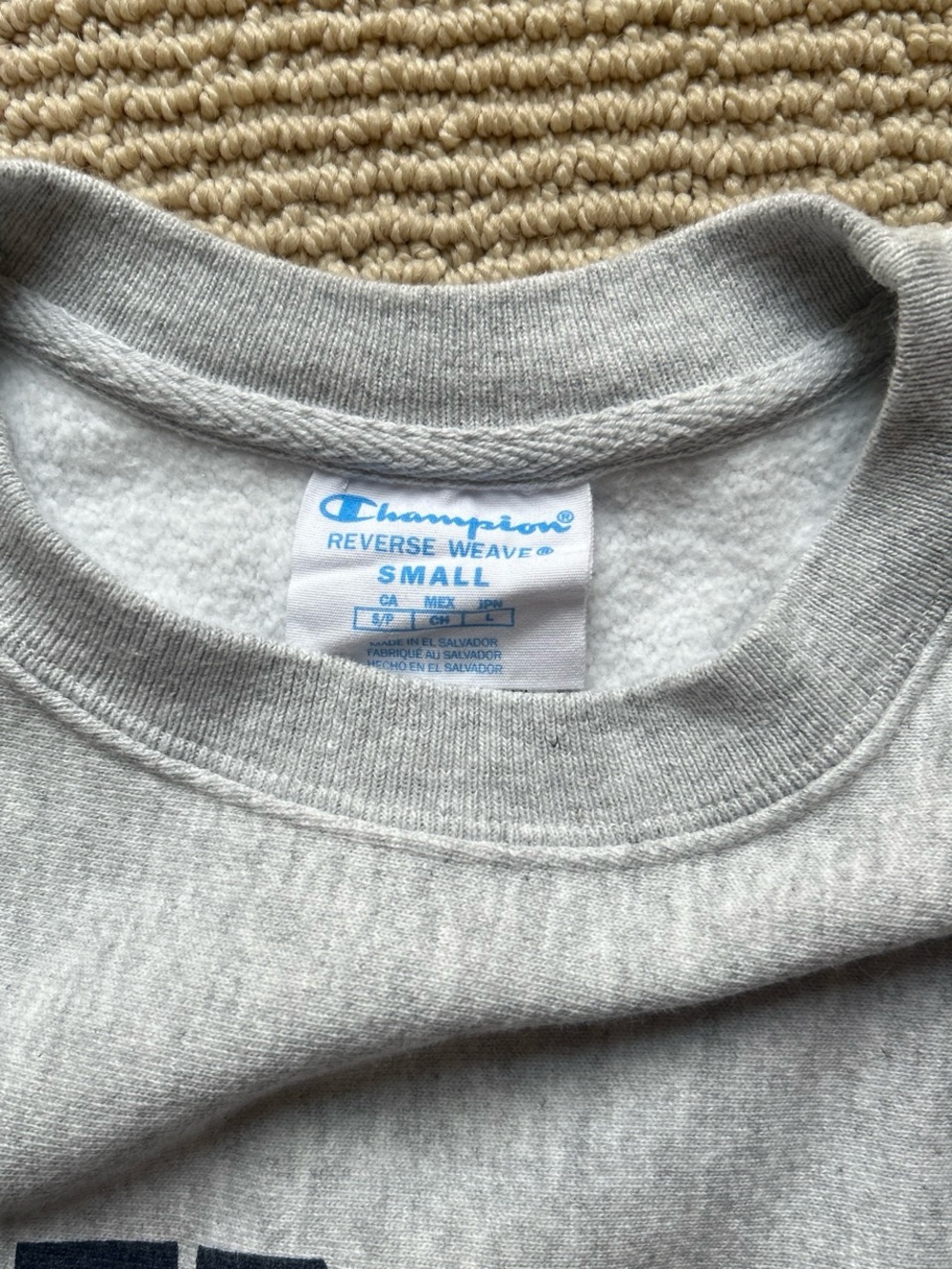 Champion Light Gray Crewneck Sweatshirt with Navy 'Outer Banks' Print - Picture 2 of 2